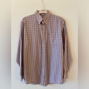 Southern Lure Orange and Blue Button Down, Medium